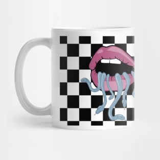 Bite snake on checker Mug